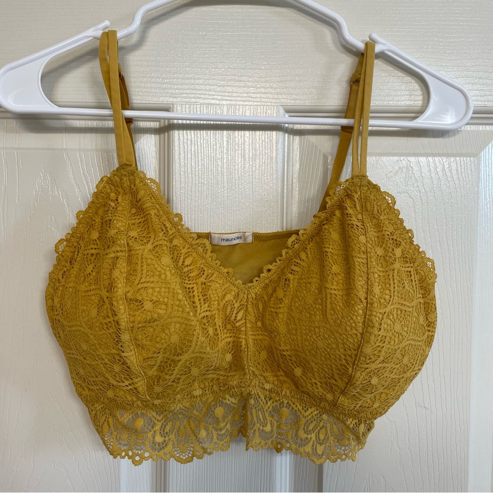 Maurices Yellow Gold Lace Bralette L
